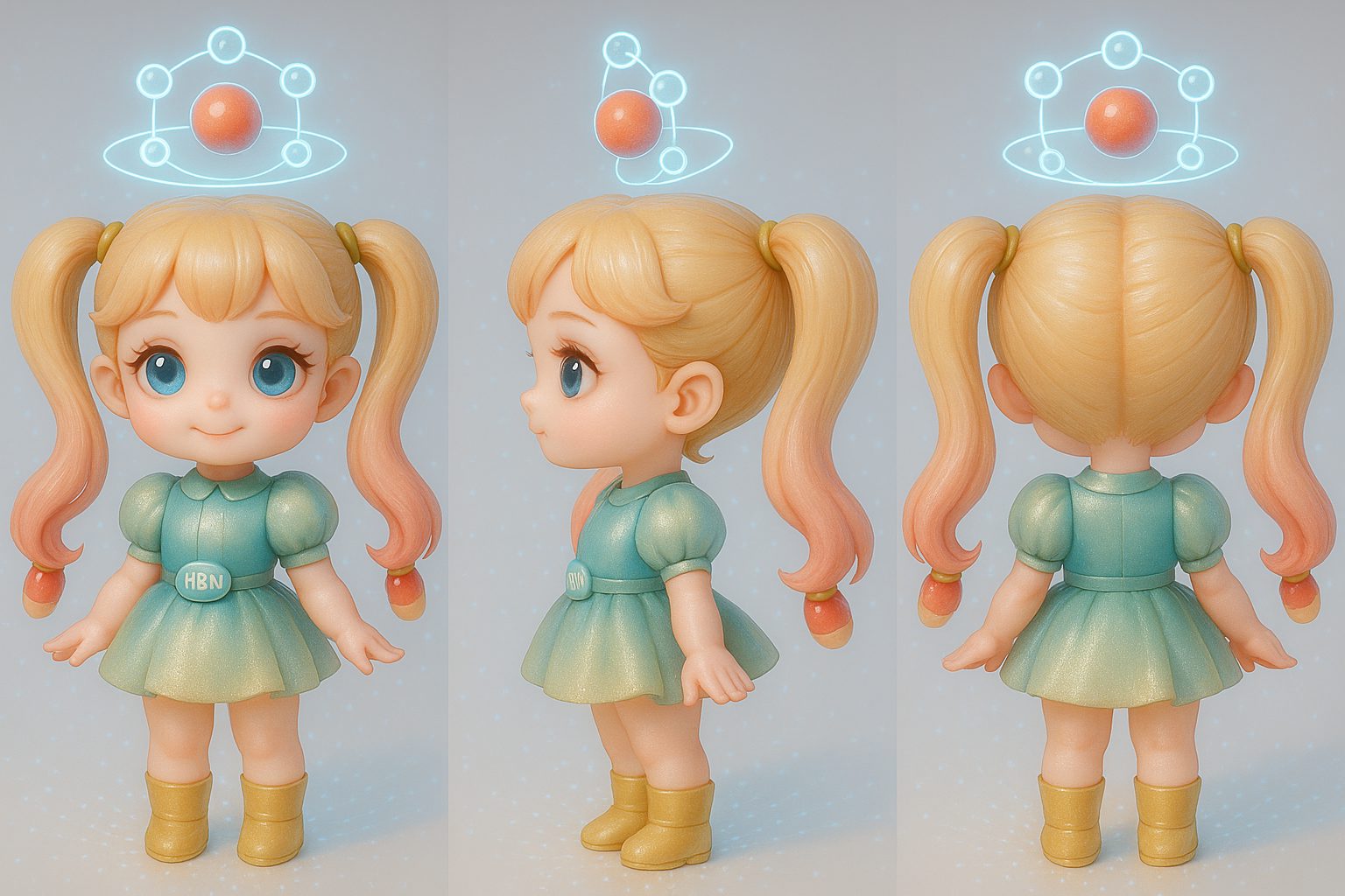 HBN IP character front side and back views